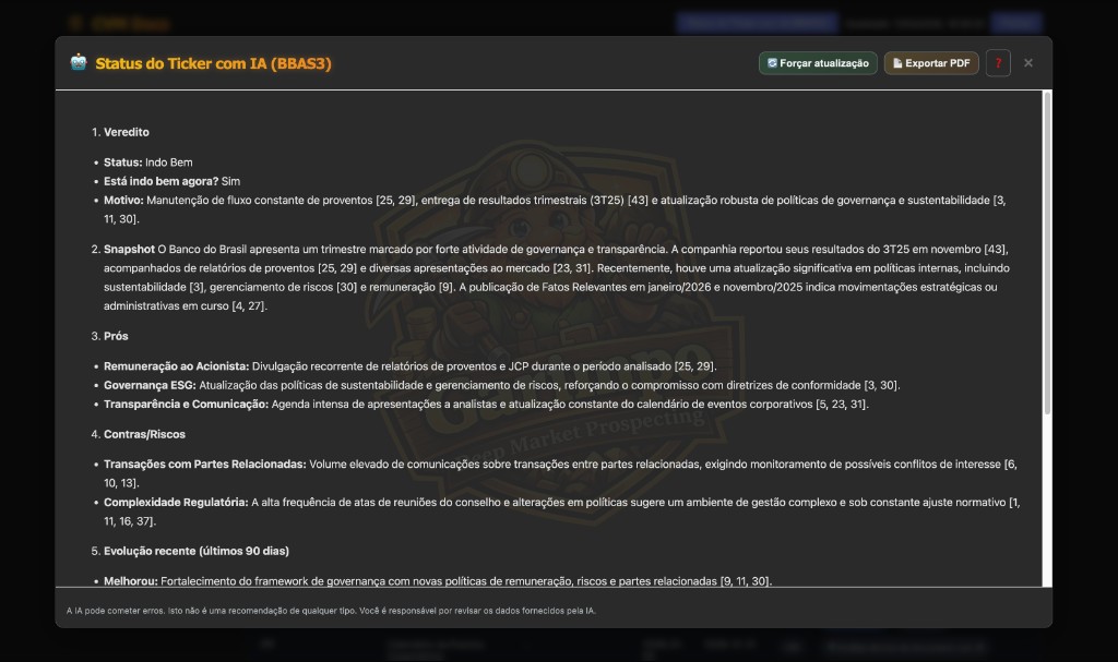 AI Ticker Status (Modal)